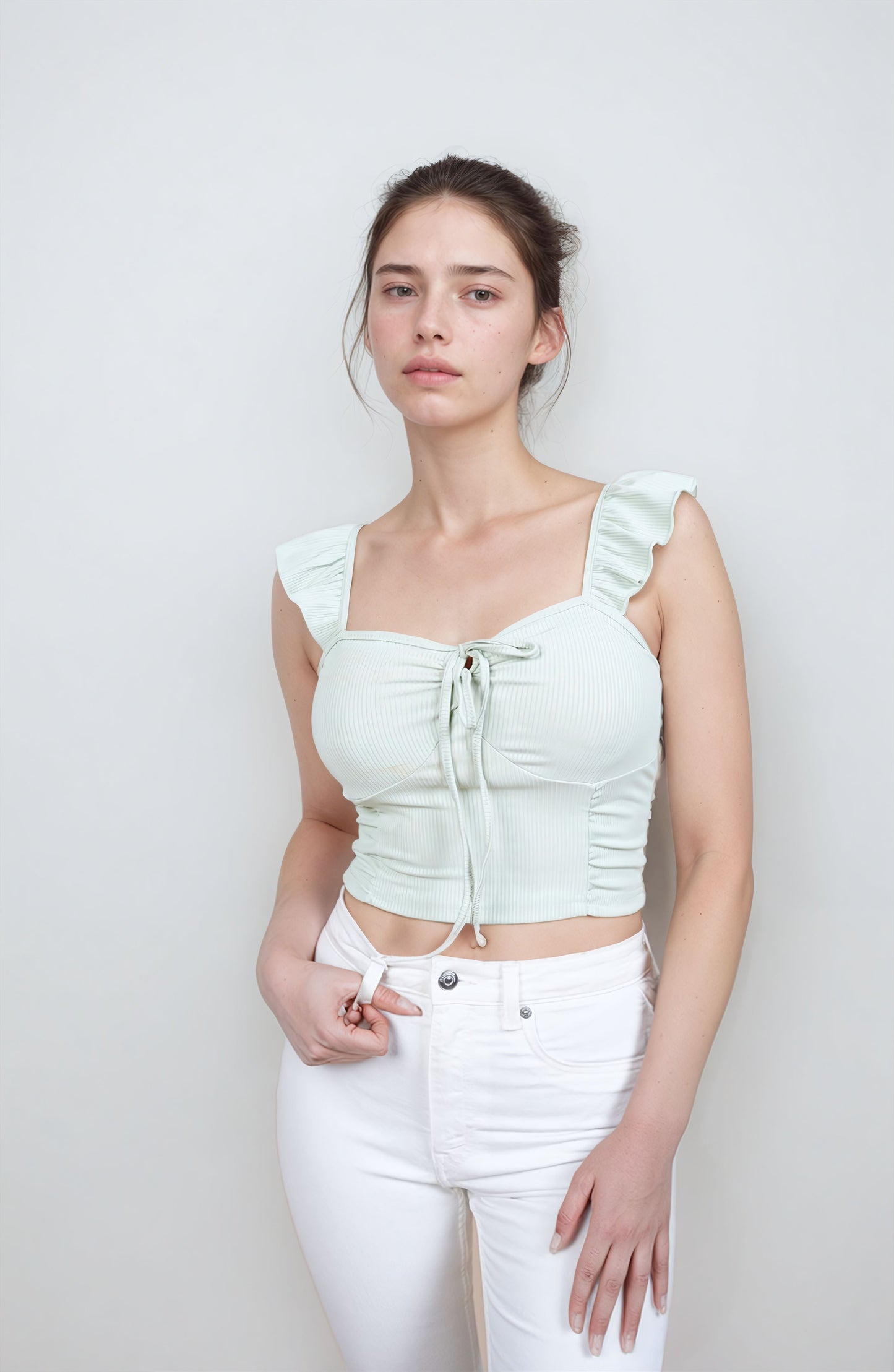 MYWISHBAG - MWB Solid Ruffle Knotted Top