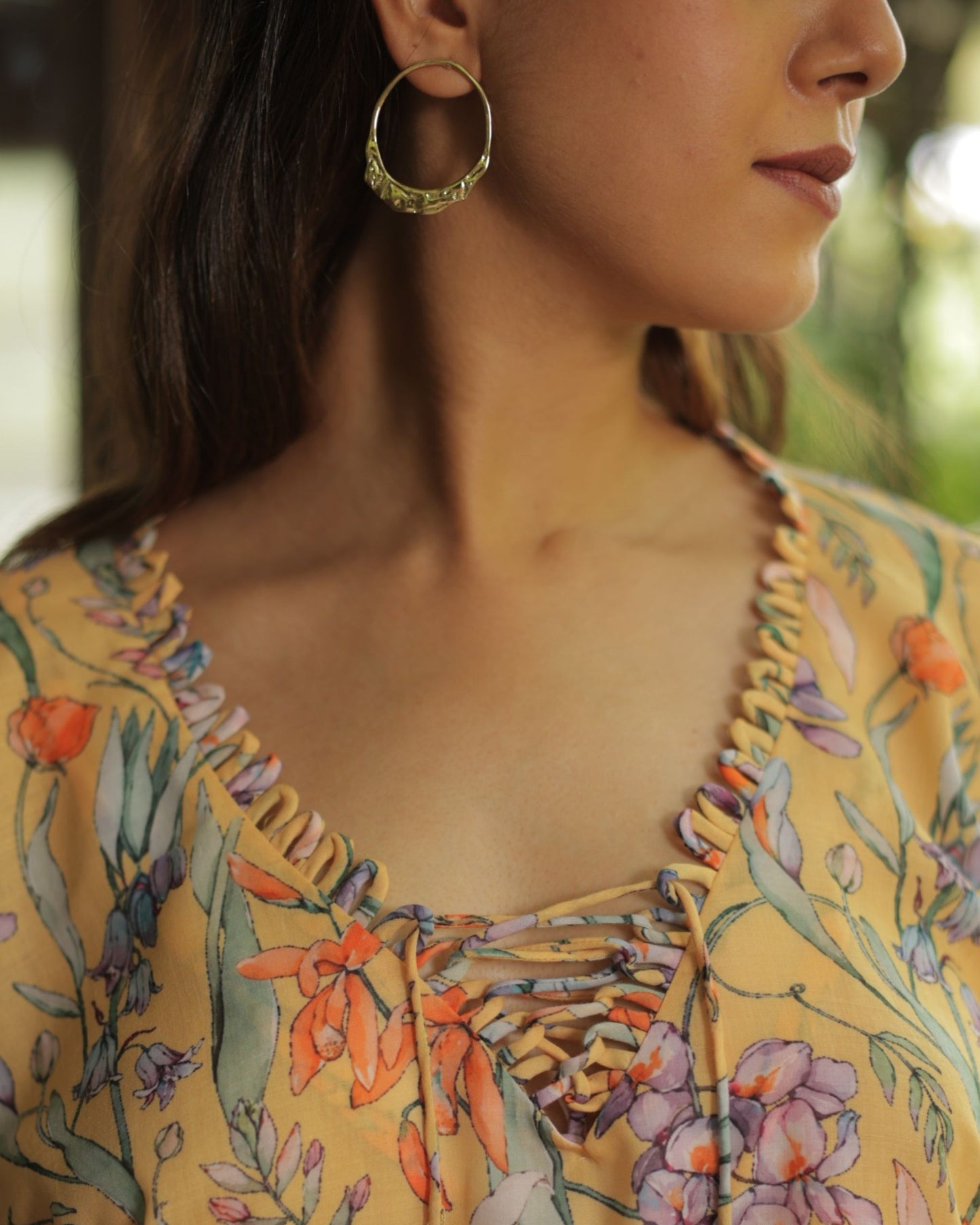 Arabellaa - Kaya Printed Lace-Up Blouse