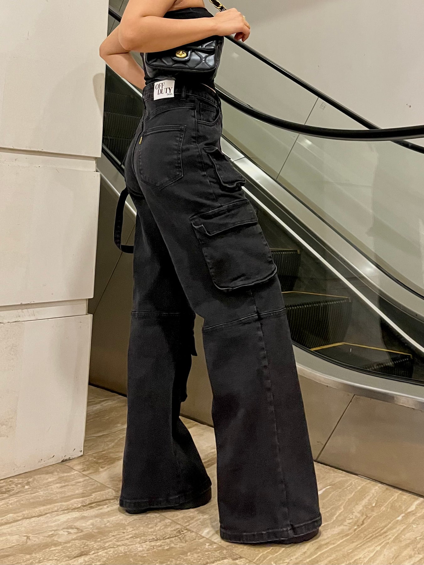OFF DUTY INDIA - So Black Pocket Details High Waist Cargo Jeans