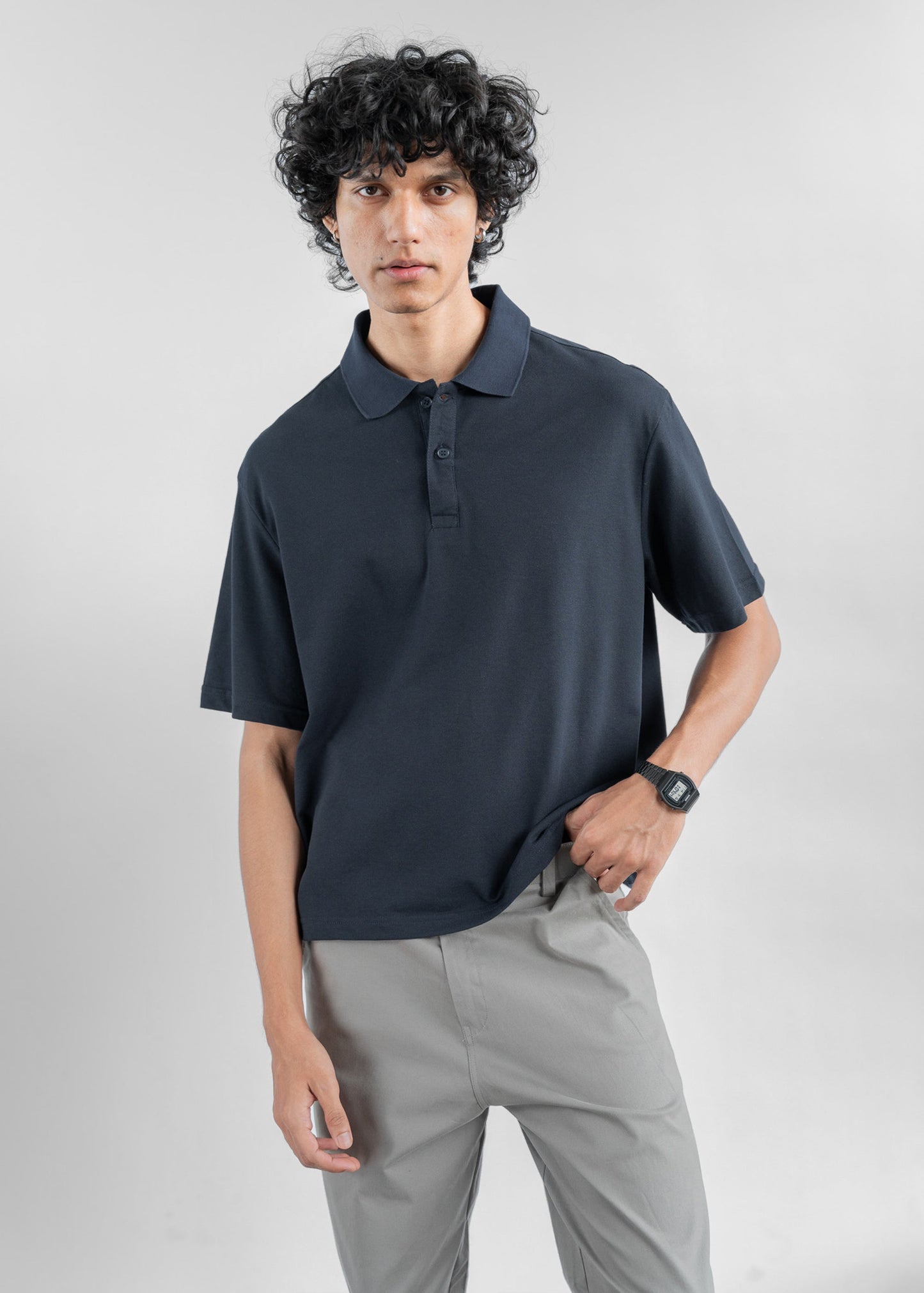 Desi Minimals - Dark Navy - Cropped Polo