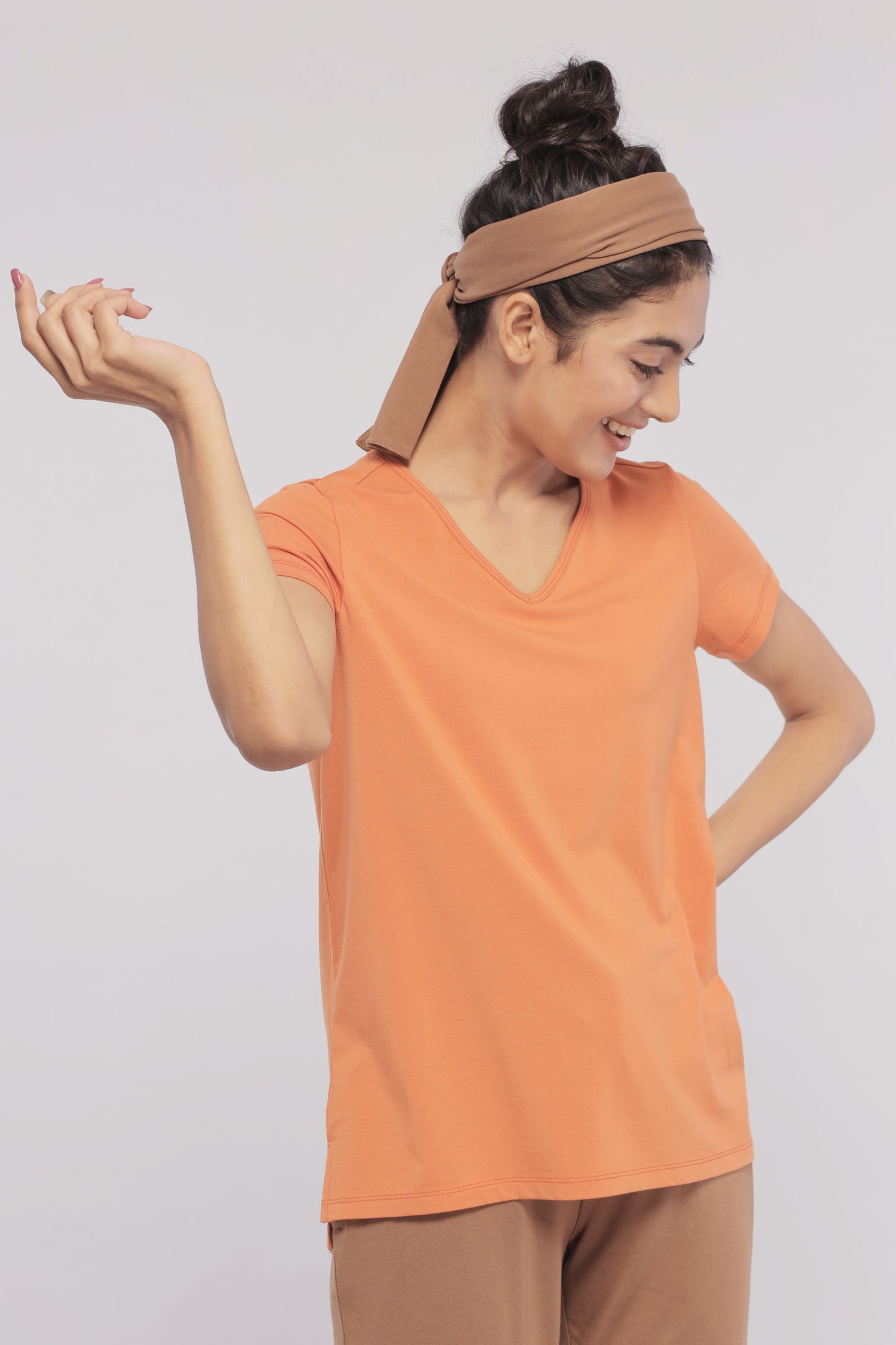 NeceSera - Golden Ochre Supima V Neck Tee
