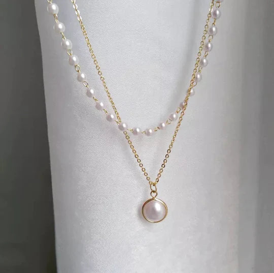 Pearl Elegance: Double-Layered Gold-Plated Necklace