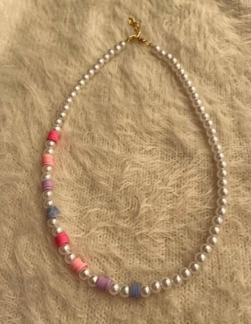 Glass Bead Pearl Necklace Multicolor