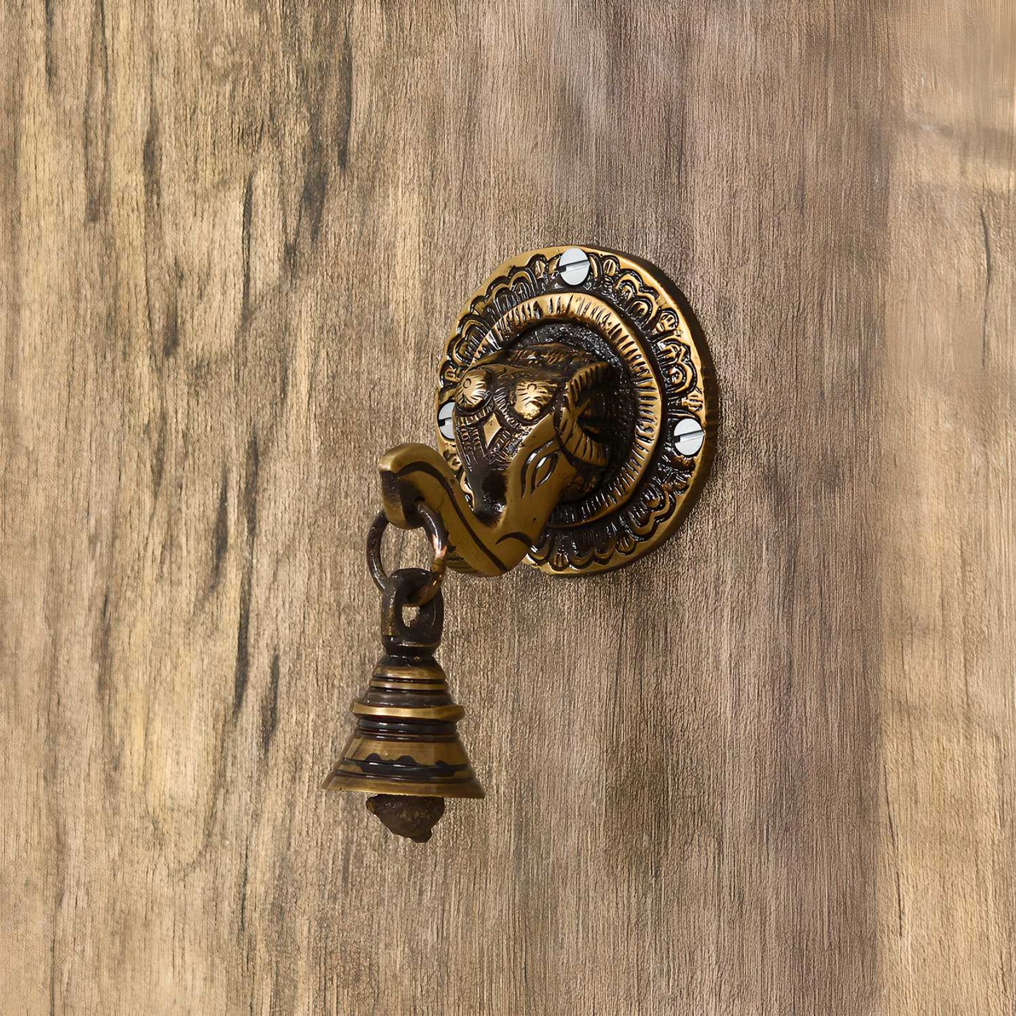 Brass Lord Ganesha Face wall Hanging with Bell