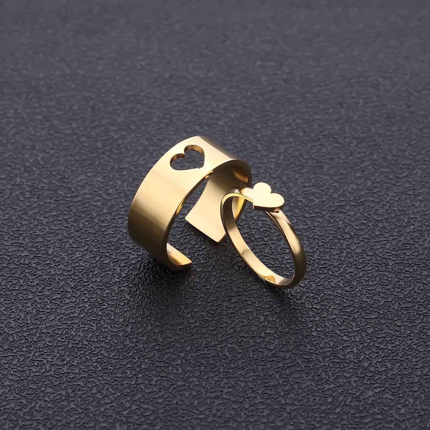 Combo of 2 Beautiful Gold Plated Heart Couple Rings