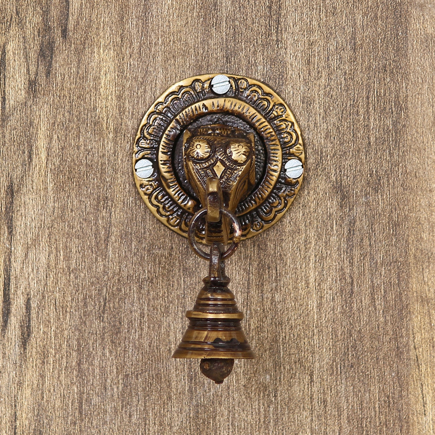 Brass Lord Ganesha Face wall Hanging with Bell