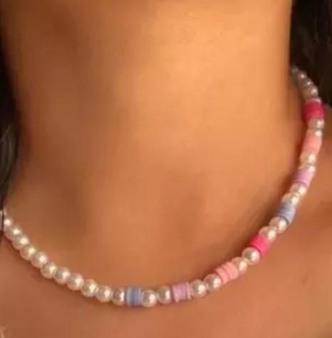 Glass Bead Pearl Necklace Multicolor