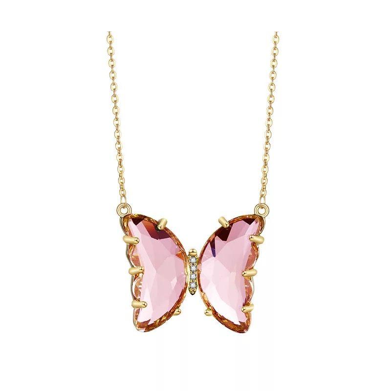 Stylish Pink Butterfly Necklace For Women and Girls