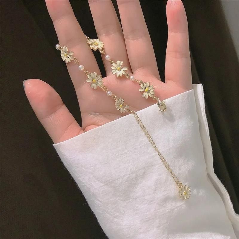 Trendy Flower Design Gold Plated Bracelet
