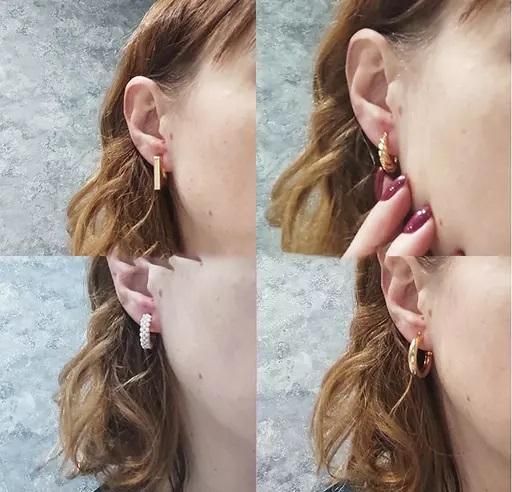 Combo of 5 Pair Geometric Twisted Chain Pearl Hoop Earrings