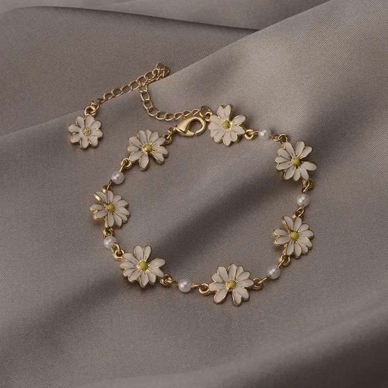 Trendy Flower Design Gold Plated Bracelet