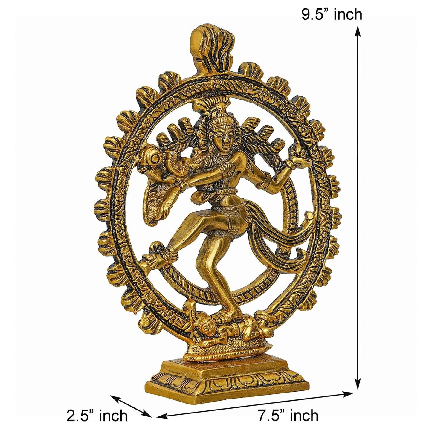 Webelkart Premium Gold Plated Lord Shiva Dancing Natraj/Nataraja Statue Handcrafted Sculpture for Home and Puja Decor| nataraj Statue for Home|(9.5 Inches, Gold , 560 Grams)