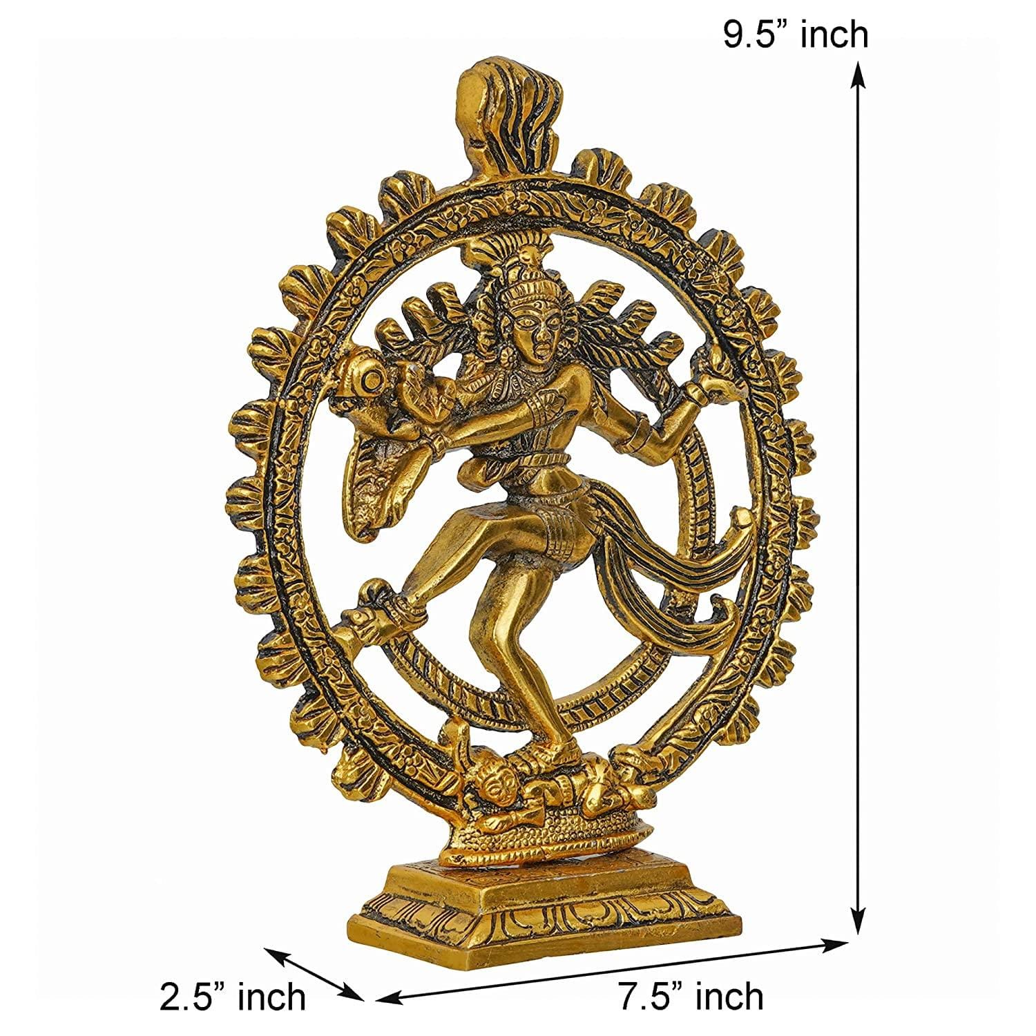 Webelkart Premium Gold Plated Lord Shiva Dancing Natraj/Nataraja Statue Handcrafted Sculpture for Home and Puja Decor| nataraj Statue for Home|(9.5 Inches, Gold , 560 Grams)