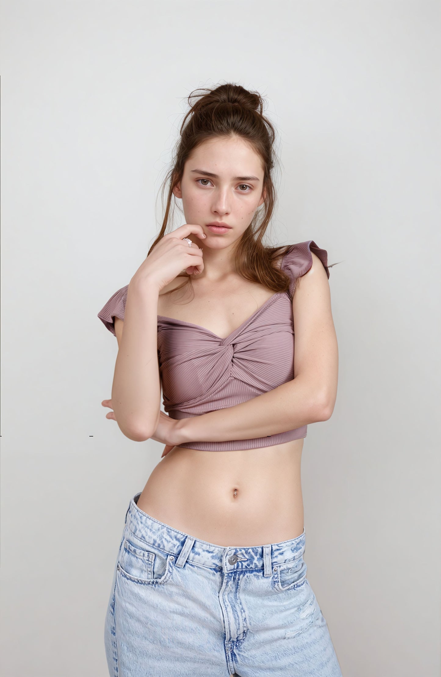 MYWISHBAG - Mwb Twist Ruffle Crop Top