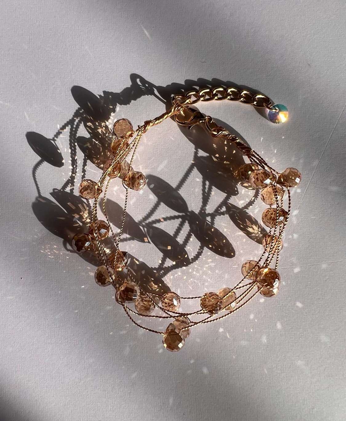 Bronze crystal beads bracelet