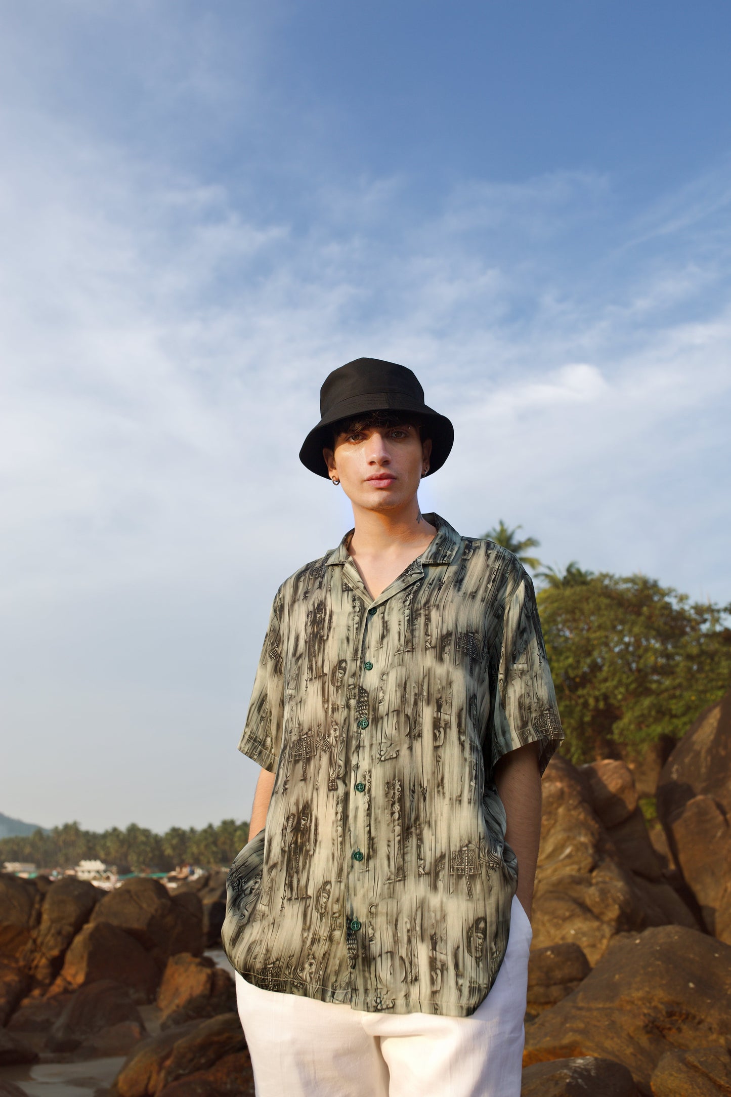 QB Men - Rampuria Havelis Green Oversize Shirt