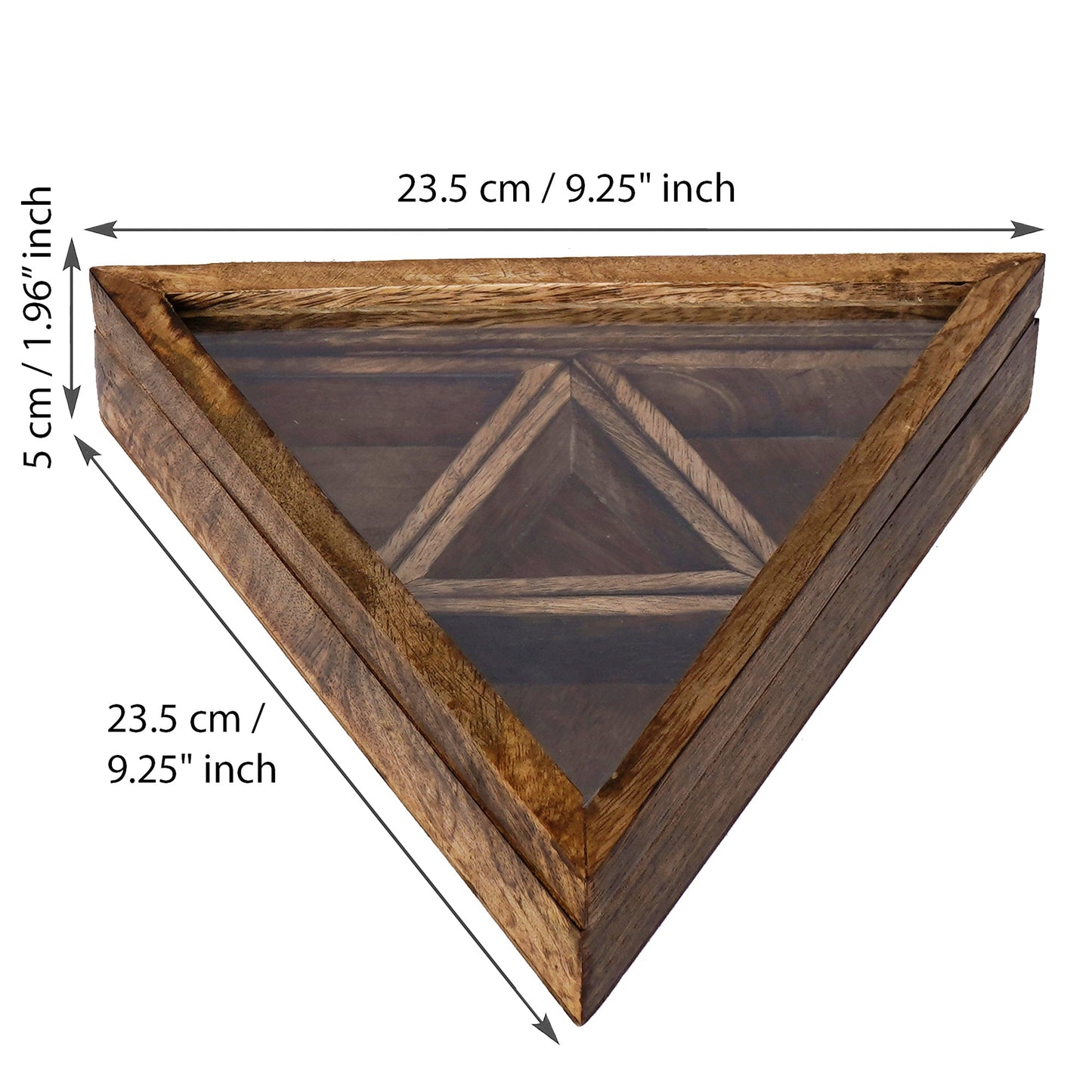 Brown 4 Triangle Compartments Handcrafted Wooden Spice Box