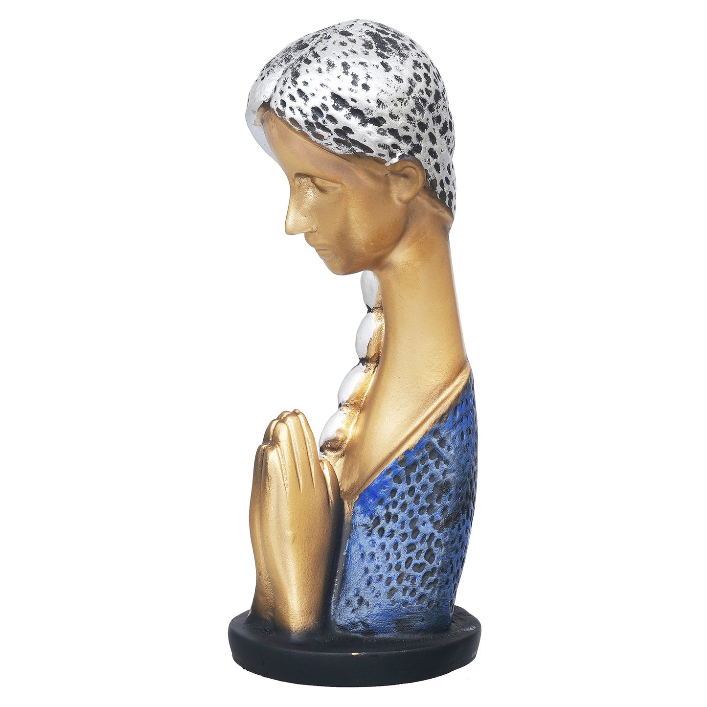 Silver and Golden Polyresin Handcrafted Women Praying Statue Human Figurine