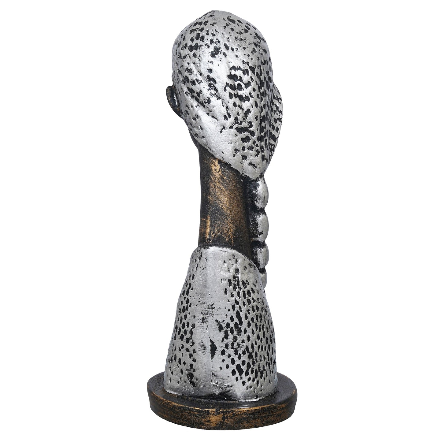 Shoppers Point India Silver and Brown Polyresin Handcrafted Women Praying Statue Human Figurine