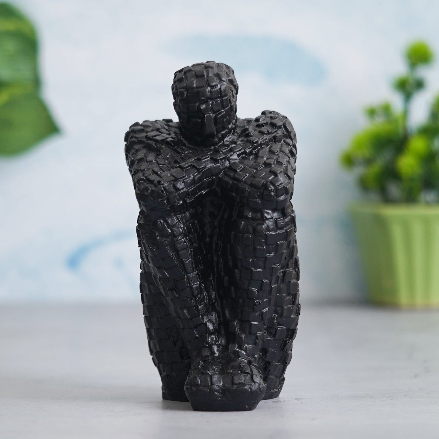 Shoppers Point India Black Polyresin Handcrafted Thinking Man Statue Human Figurine