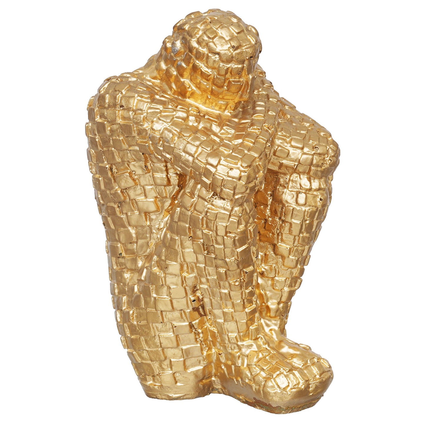 Shoppers Point India Golden Polyresin Handcrafted Thinking Man Statue Human Figurine