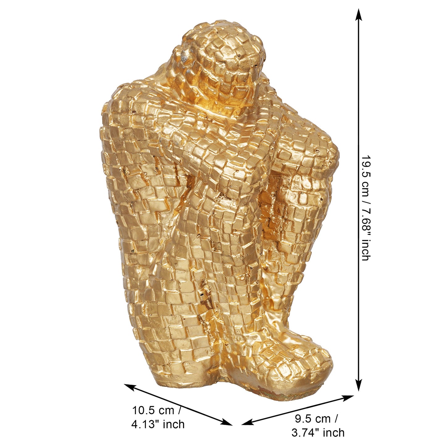 Shoppers Point India Golden Polyresin Handcrafted Thinking Man Statue Human Figurine