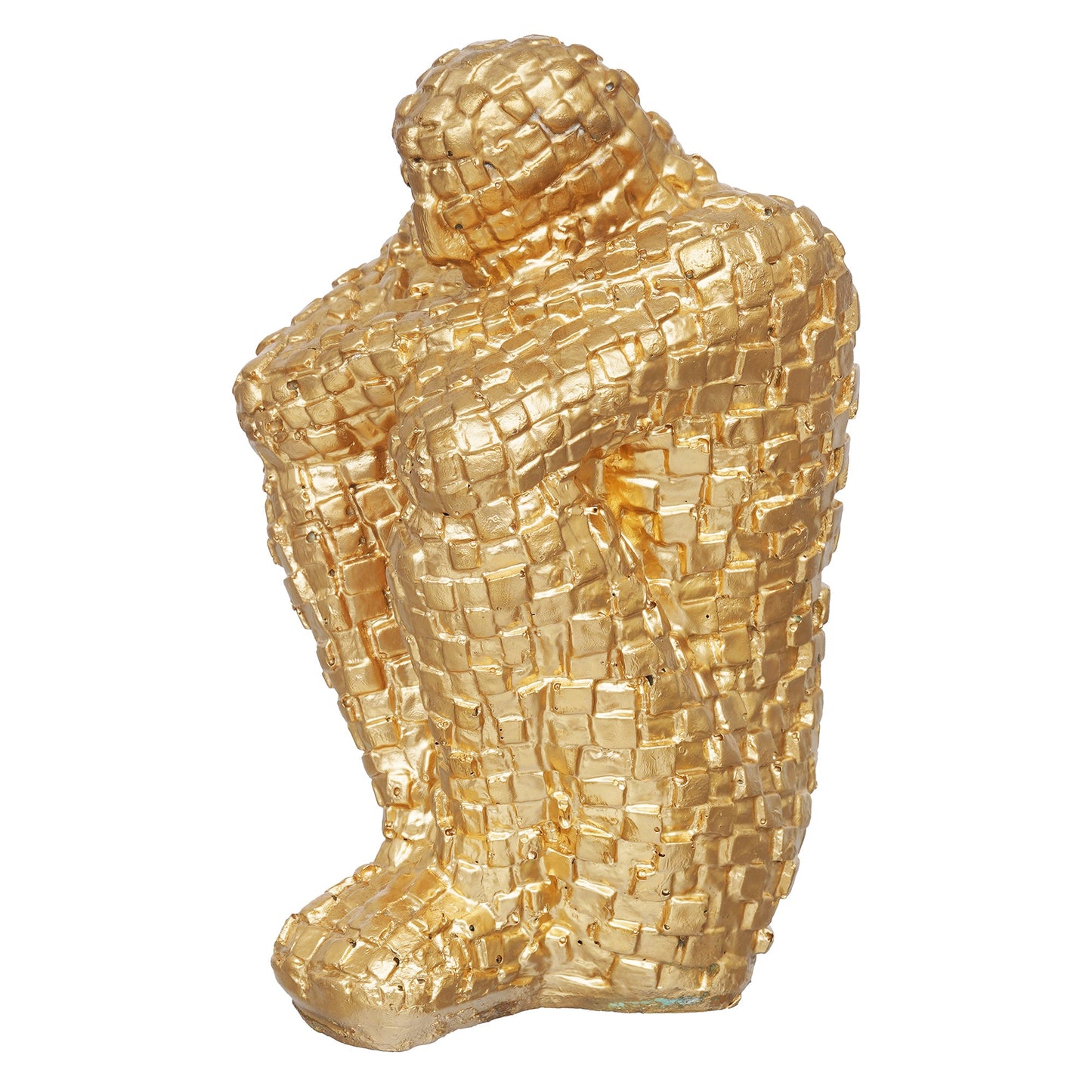 Shoppers Point India Golden Polyresin Handcrafted Thinking Man Statue Human Figurine