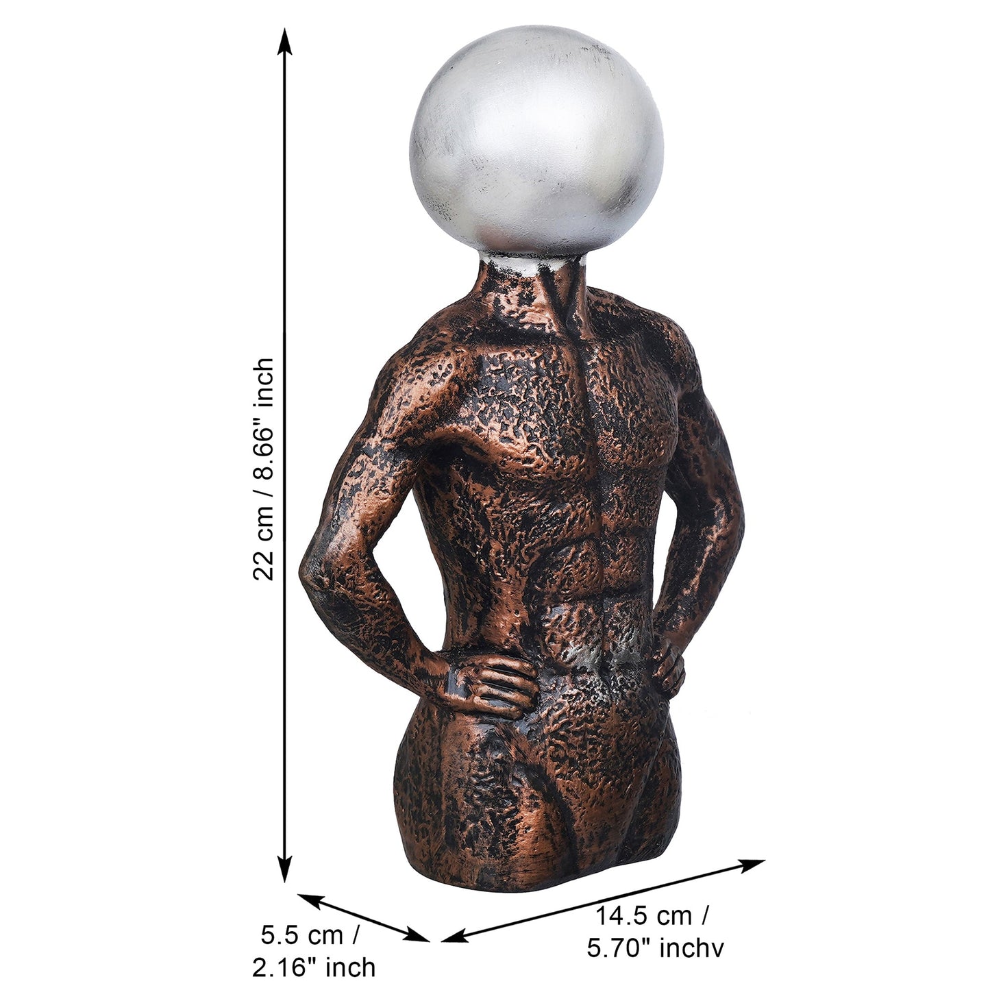 Shoppers Point India Copper, Silver Polyresin Men Statue Round Sign On Face Human Figurine Decorative Showpiece