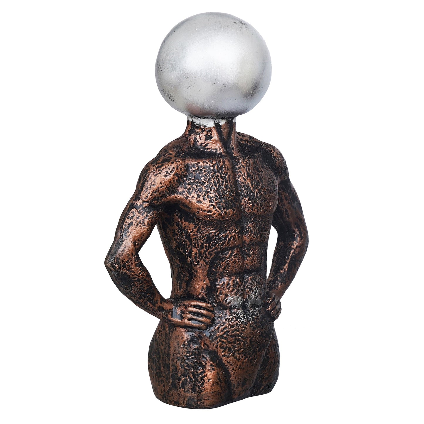 Shoppers Point India Copper, Silver Polyresin Men Statue Round Sign On Face Human Figurine Decorative Showpiece