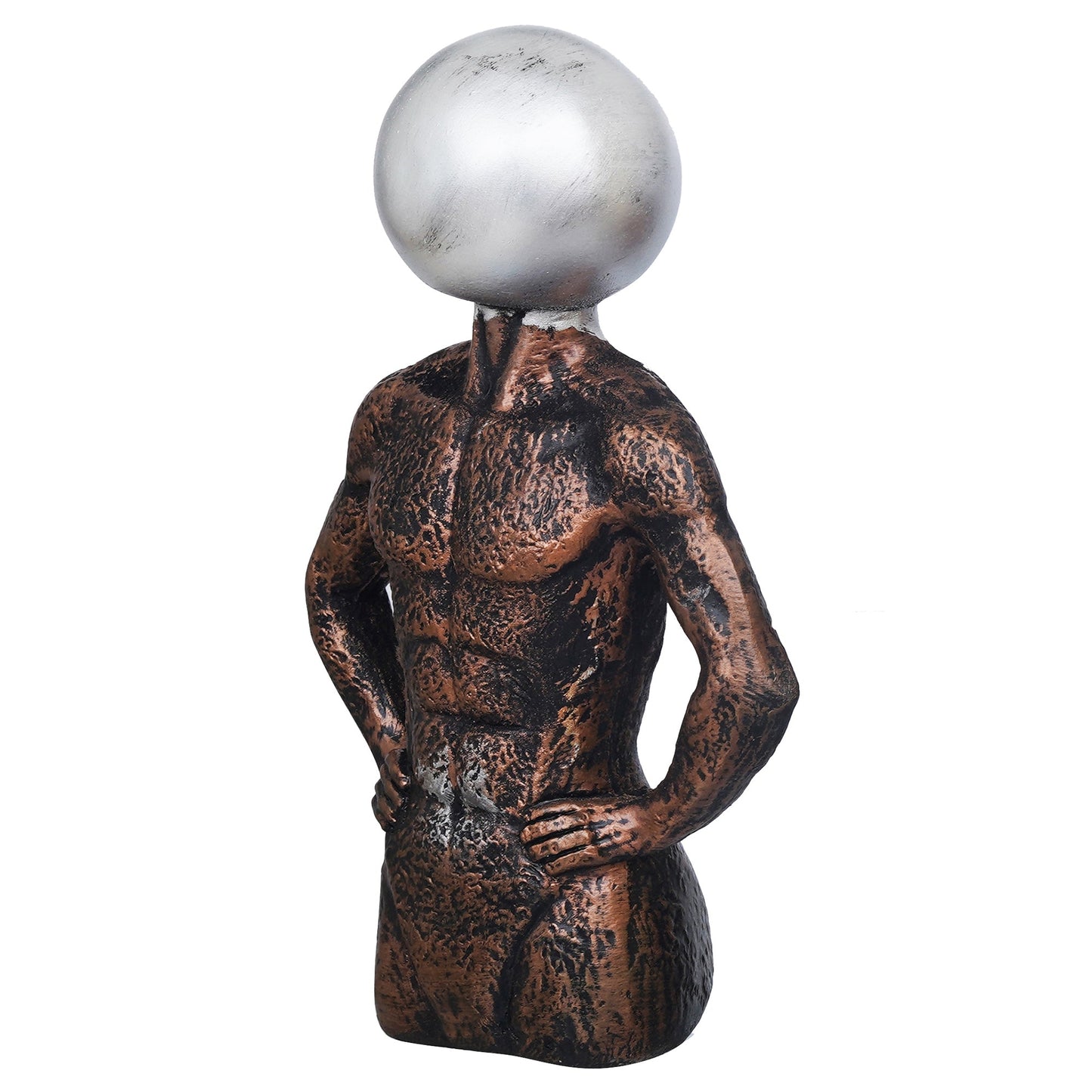 Shoppers Point India Copper, Silver Polyresin Men Statue Round Sign On Face Human Figurine Decorative Showpiece