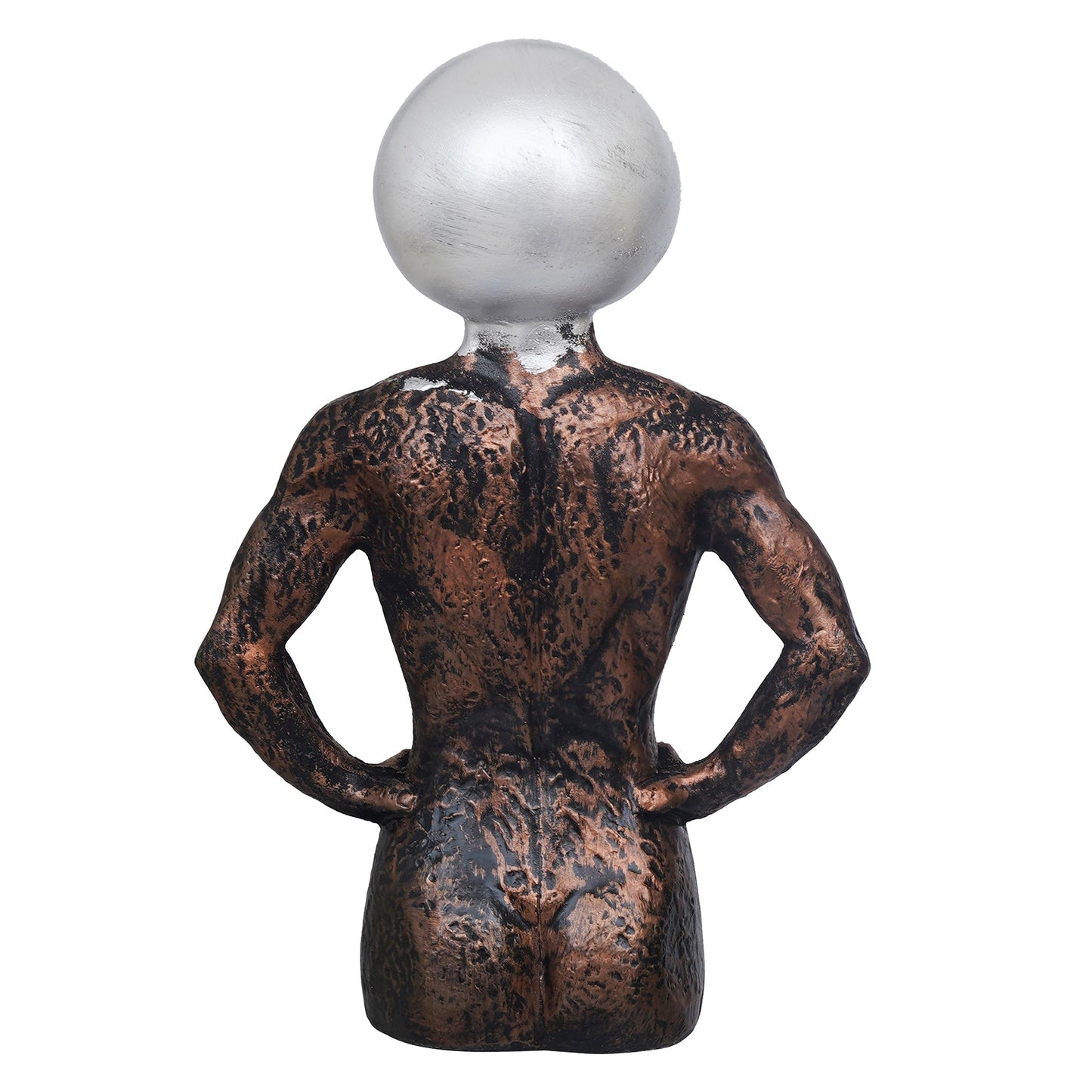 Shoppers Point India Copper, Silver Polyresin Men Statue Round Sign On Face Human Figurine Decorative Showpiece