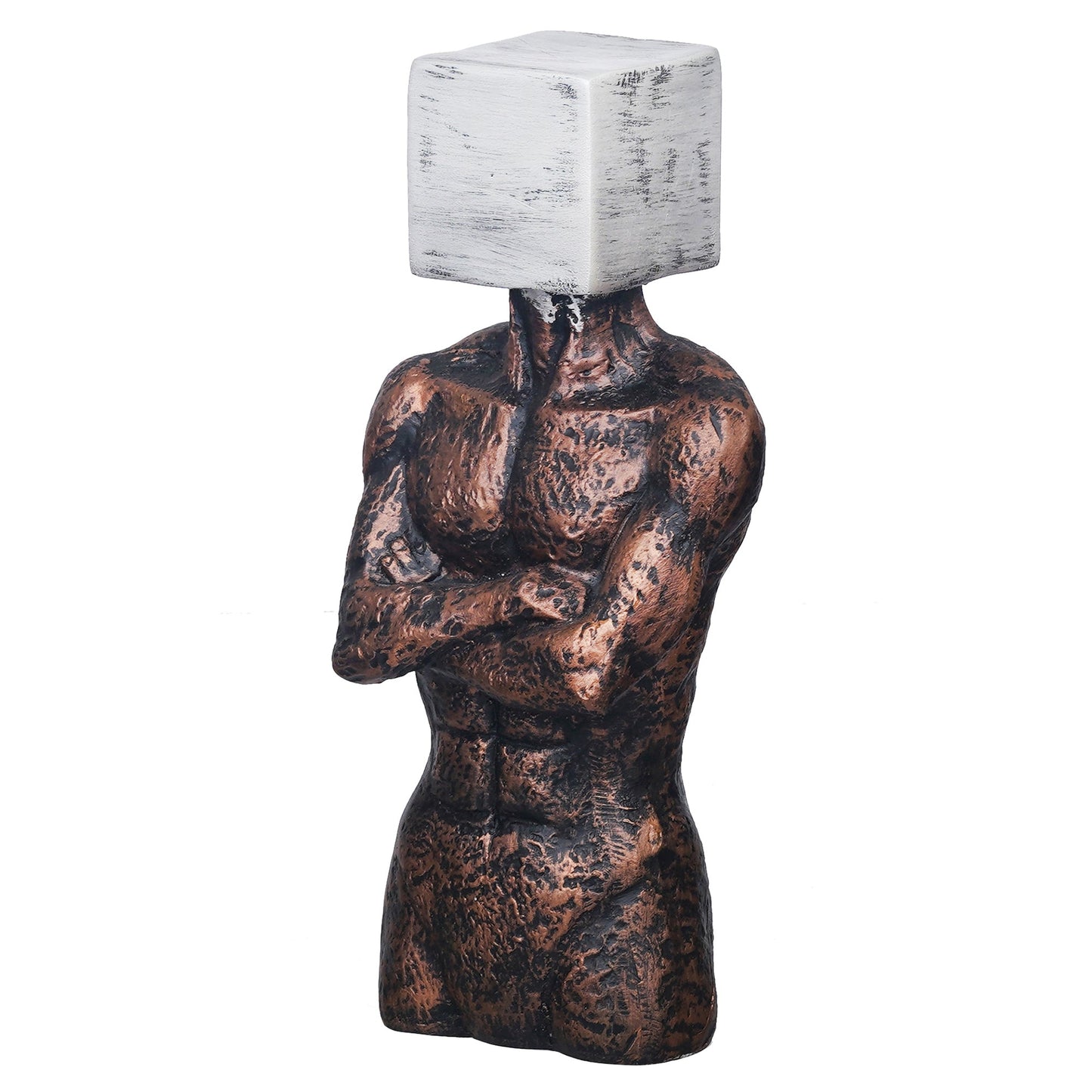 Shoppers Point India Copper, Silver Polyresin Men Statue Square Sign On Face Human Figurine Decorative Showpiece