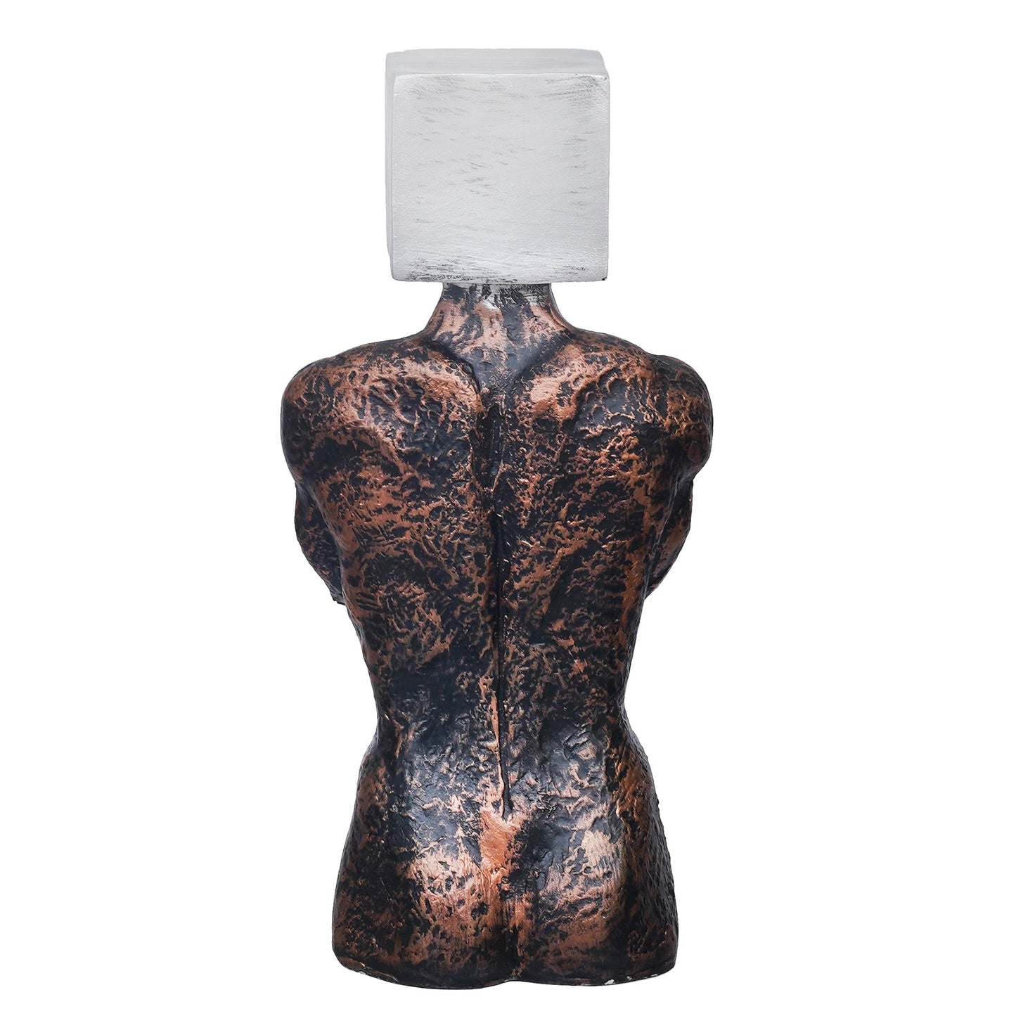 Shoppers Point India Copper, Silver Polyresin Men Statue Square Sign On Face Human Figurine Decorative Showpiece