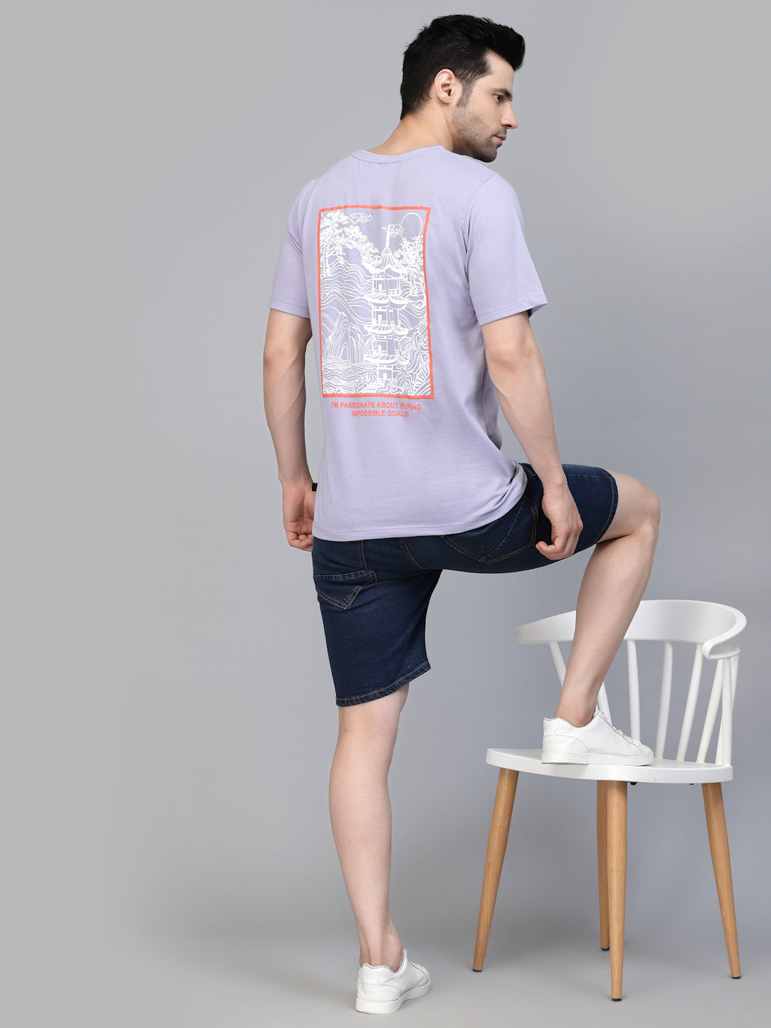 Rigo - Printed Oversized Half Sleeves Round Neck Cotton Tees