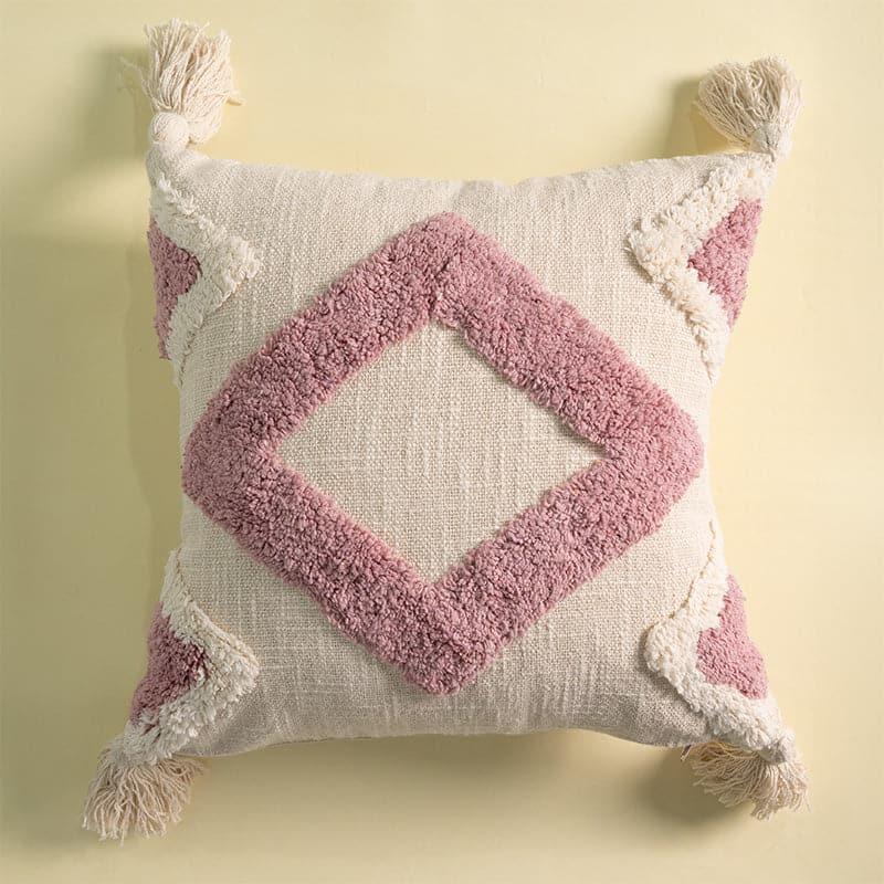 Tufty Rose Boho Cushion Cover | Tufted Cotton with Tassels