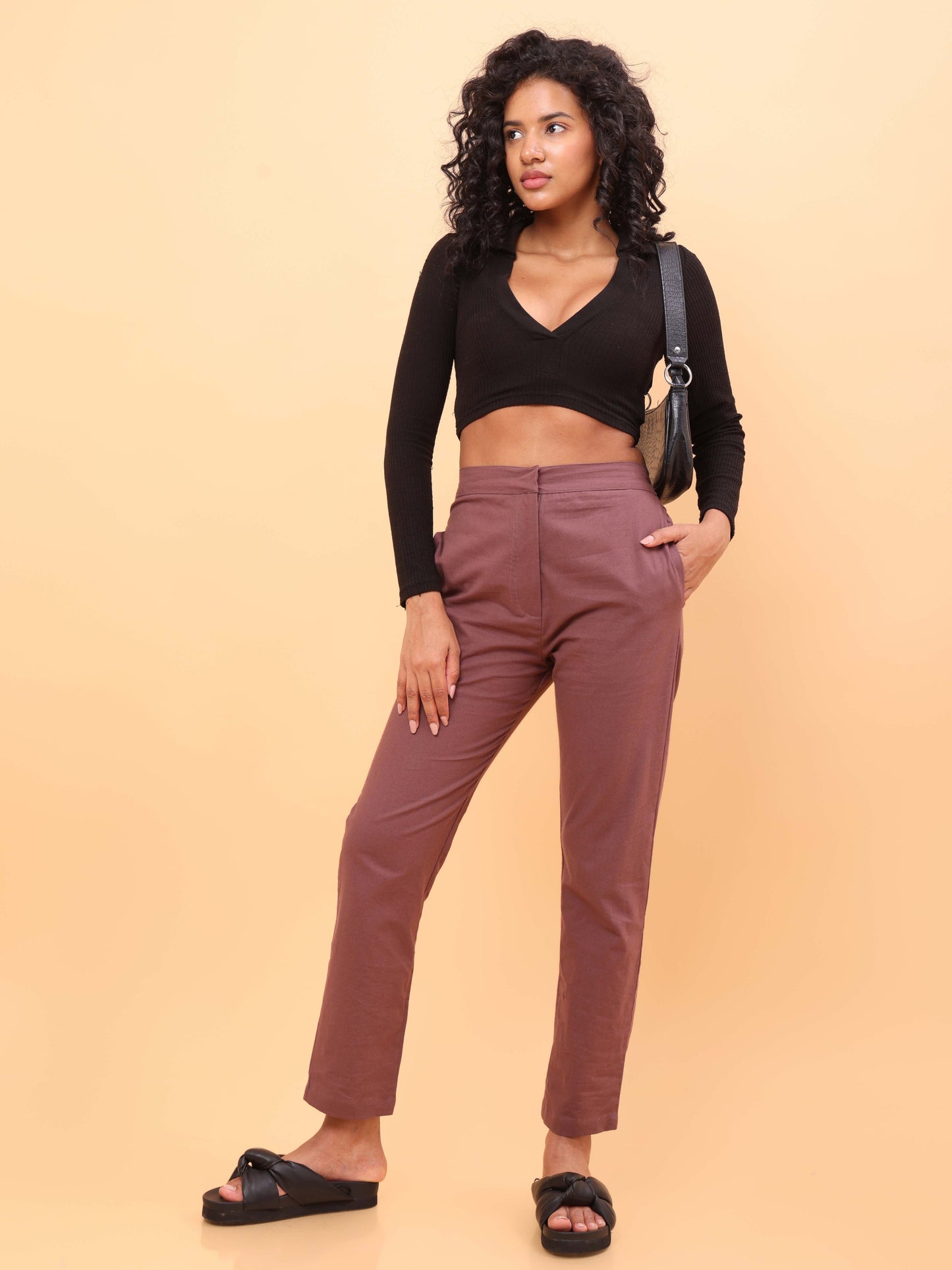 UNTUNG - Brown Straight Cotton Pants