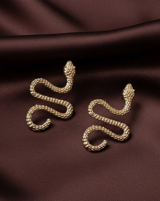 Pair of Large Snake Earrings Boho Punk Gothic Long Dangle Serpent Earring Curved Shaped Drop Dangle Earrings for Women