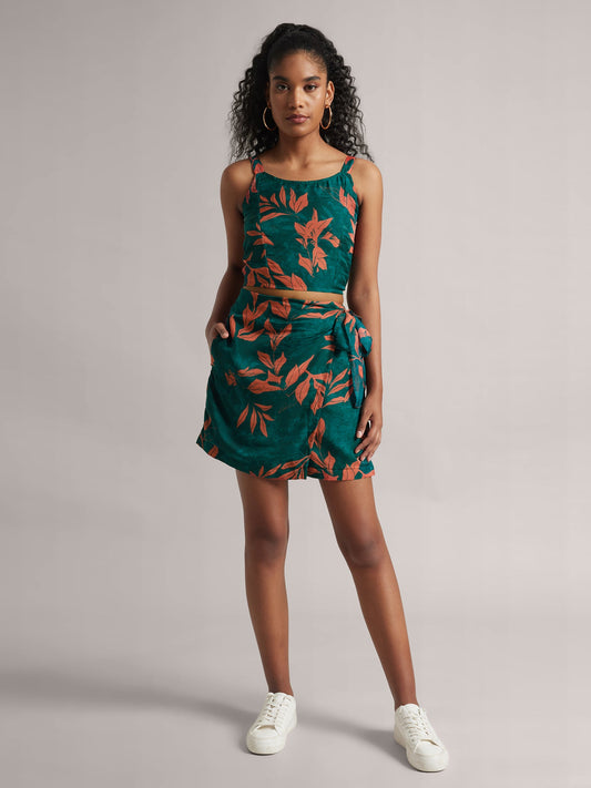 Dark Teal Floral Skort Co-Ord Set