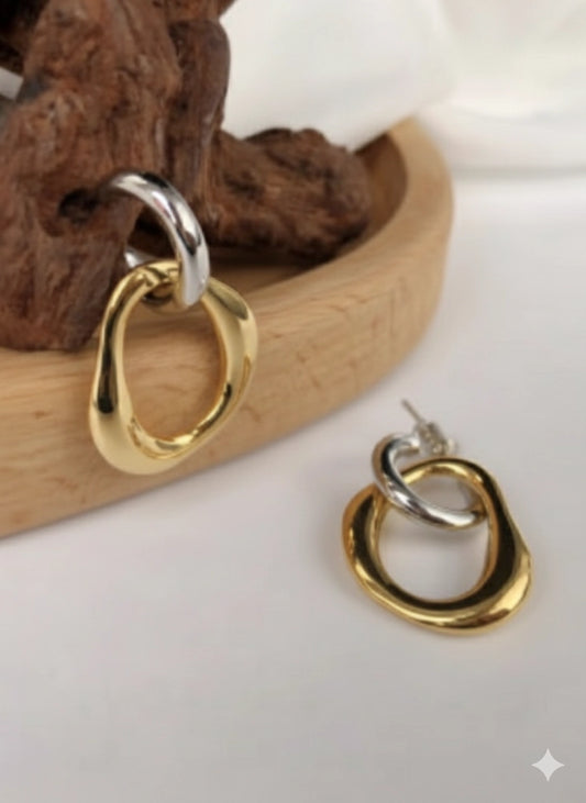Just Lil Things - Silver & Gold Balance Hoops Earrings