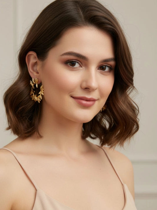 Gold-Plated leaf design Earrings