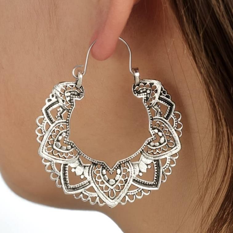Ornate Silver Colored Filigree Earrings