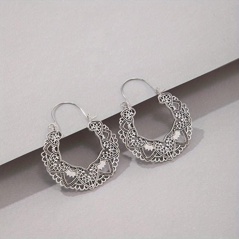 Ornate Silver Colored Filigree Earrings