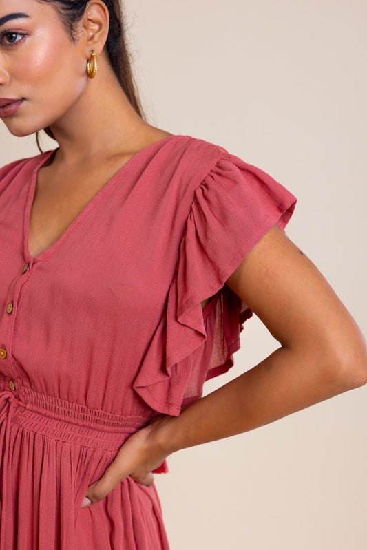 Label Reyya - Bohemian Rust Button Down Maxi