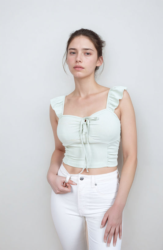 MYWISHBAG - MWB Solid Ruffle Knotted Top