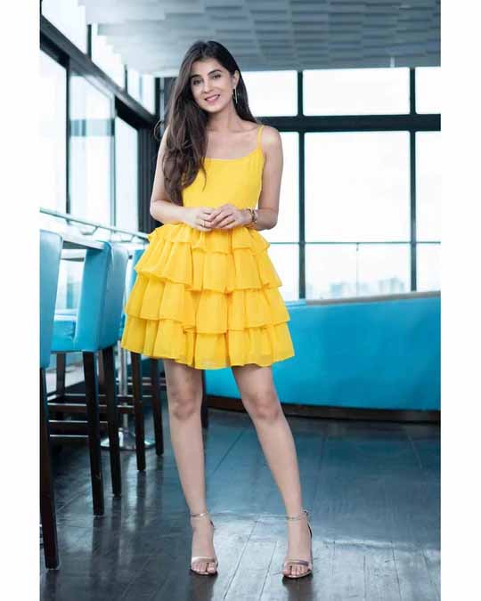 Label Shaurya Sanadhya - Yellow Ruffle Short Dress