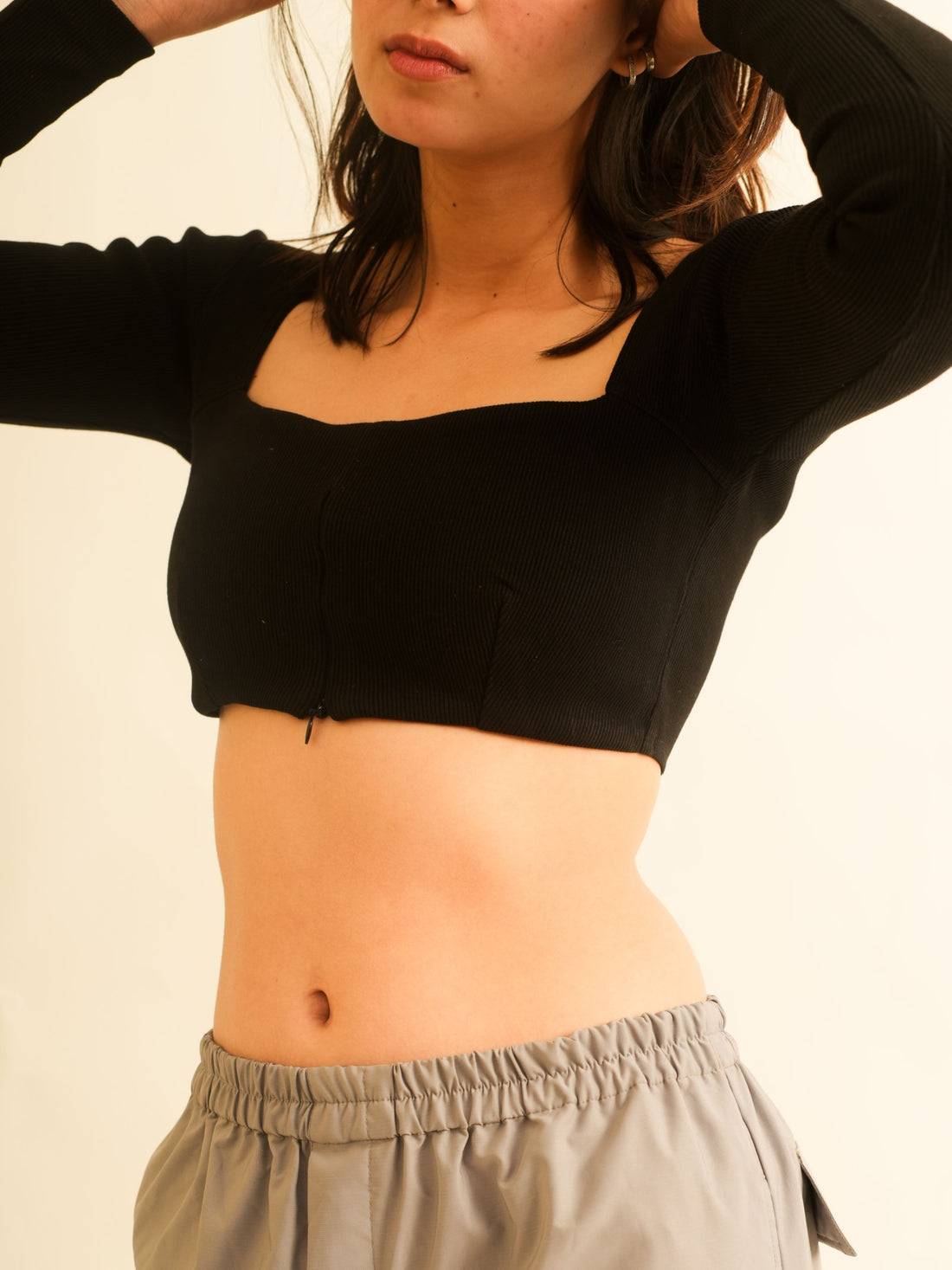 Burger Bae - Camila Inverted Zip Crop Top
