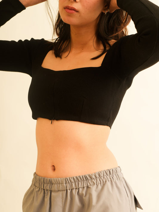 Burger Bae - Camila Inverted Zip Crop Top