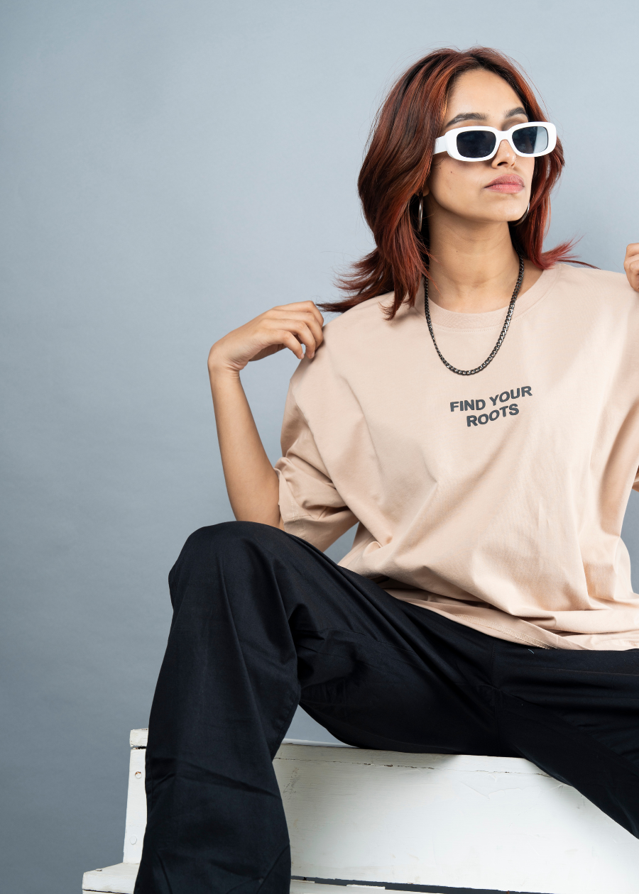 Pronk - Find Your Roots Women Oversized Puff Printed T-Shirt