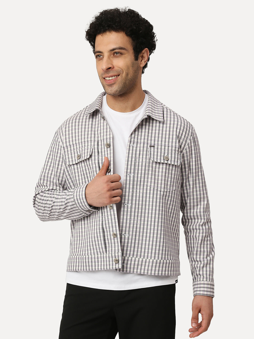 One Mile - Soft Touch Violet Mini Check Maze Shacket - For Men