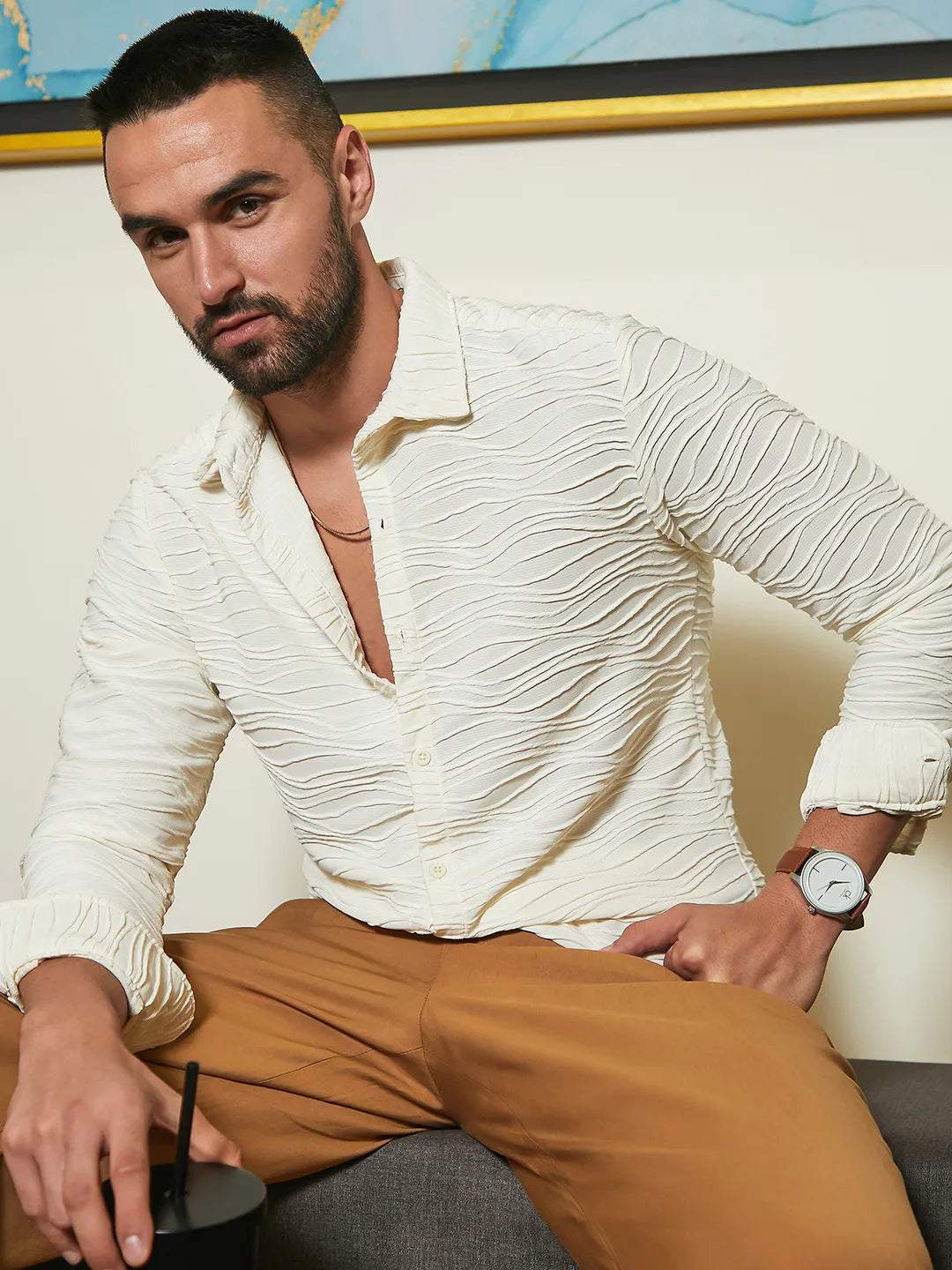 Campus Sutra - Self-Design Wave Shirt